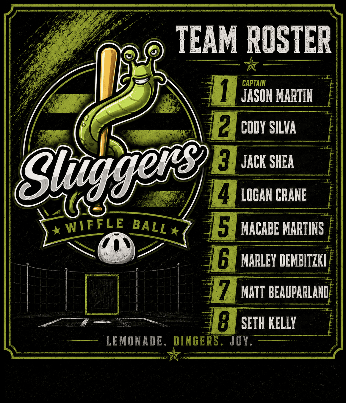 Six Pack Sluggers official roster graphic