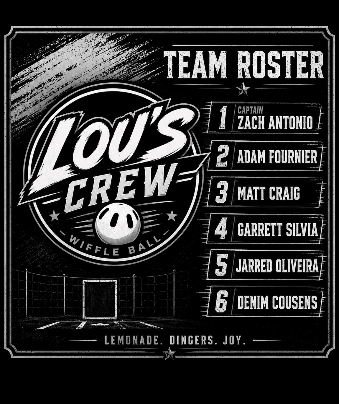 Lou's Crew official roster graphic