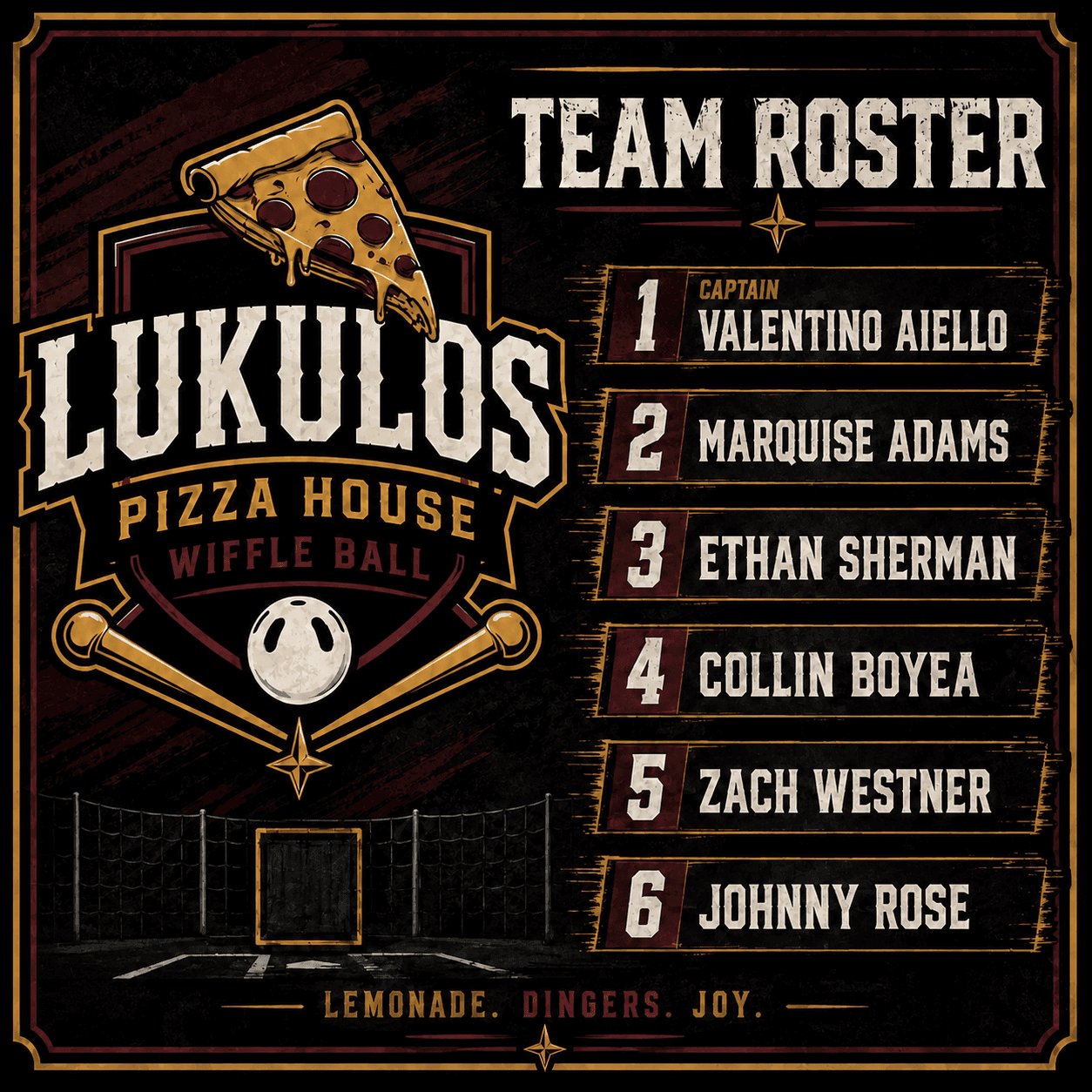 Lukulos Pizza House official roster graphic