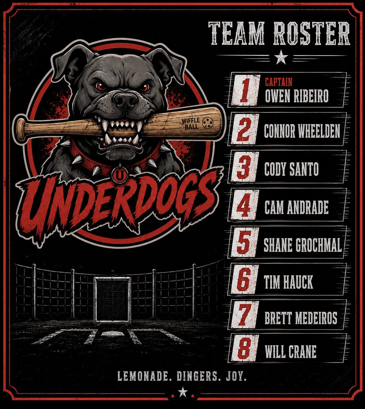 Underdogs official roster graphic